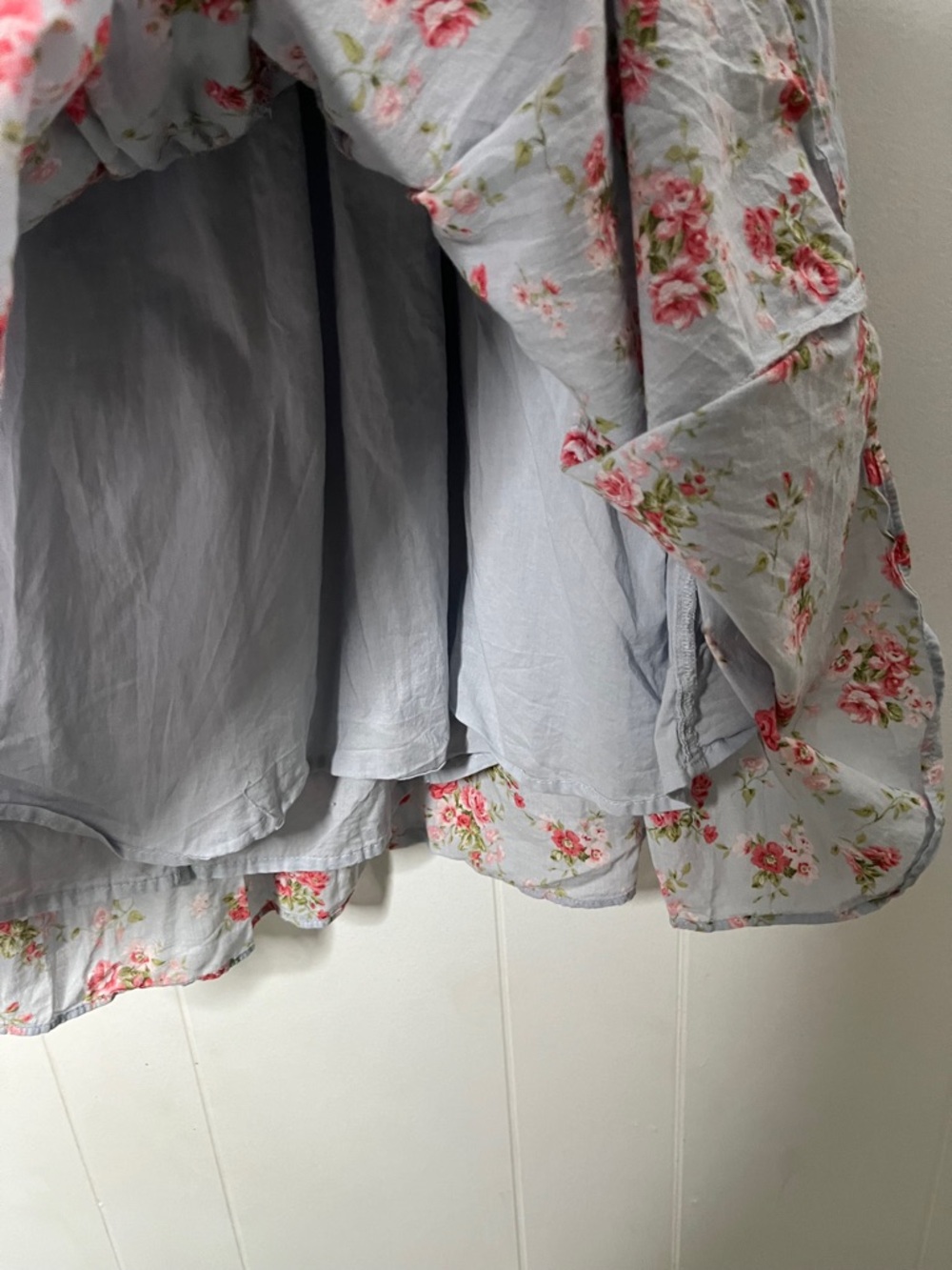 Abercrombie & Fitch Light Blue Floral Tiered Maxi Dress Lace-Up Back - Picture 7 of 9